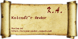 Kolcsár Andor névjegykártya