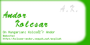 andor kolcsar business card